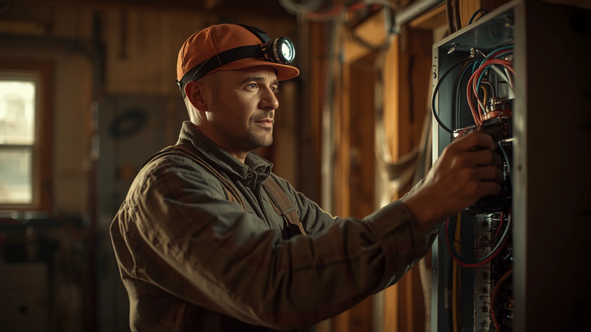 An electrician at work